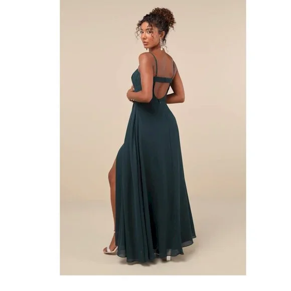Lulus Stunning Grace Emerald Green Cutout A-Line Maxi Dress Size Medium NWOT - Picture 8 of 14